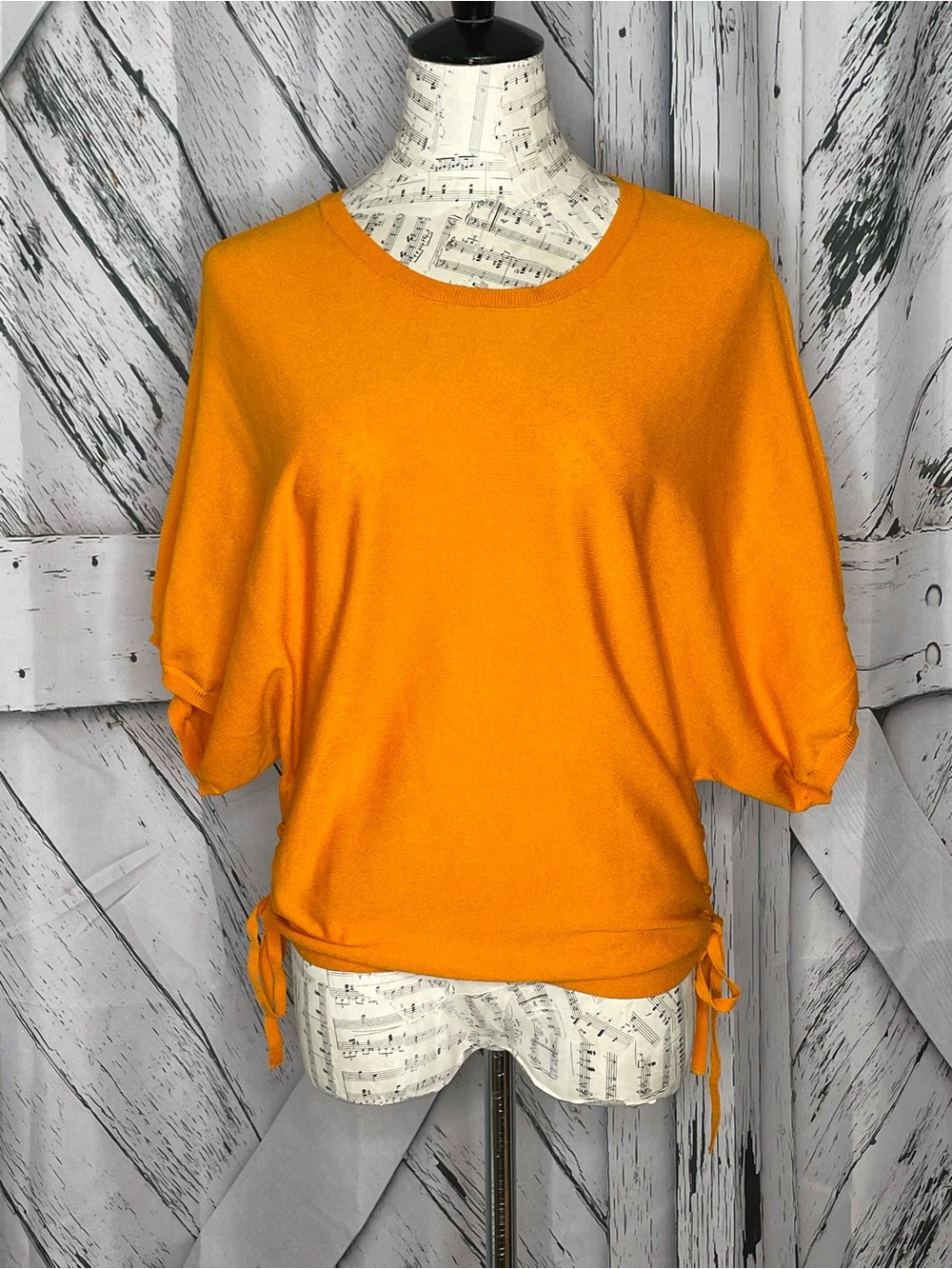 Express Batwing Sweater Adjustable Side Ruching Bright Orange M